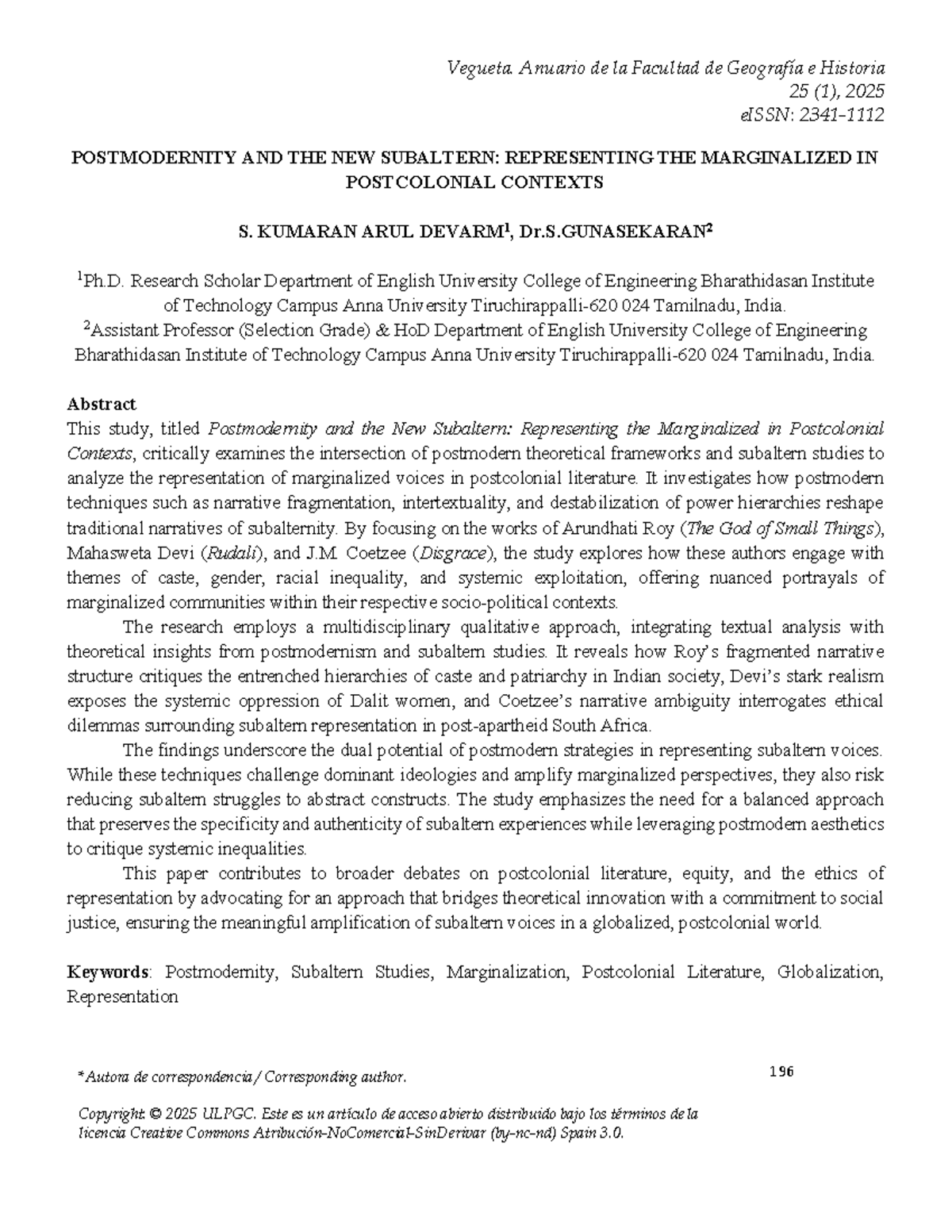 Postmodernity and the New Subaltern: Marginalization in Postcolonial ...