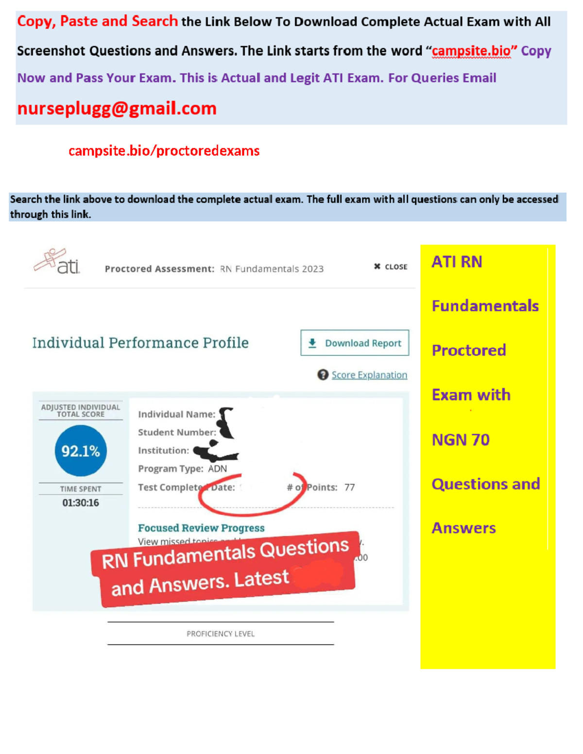 ATI RN Fundamentals Proctored Exam NGN 70 Qs & Answers - Version 2 ...