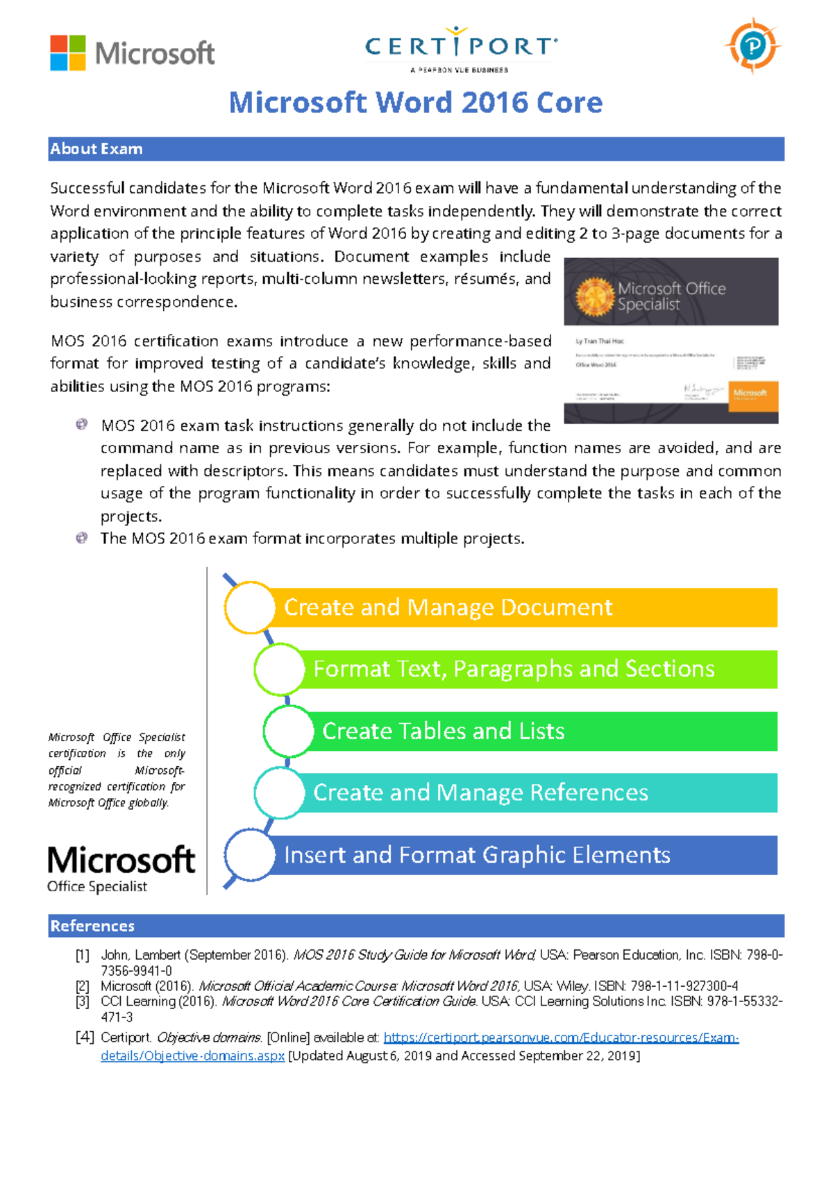 MOS Word 2016 - fsdafffs - Microsoft Word 2016 Core About Exam ...