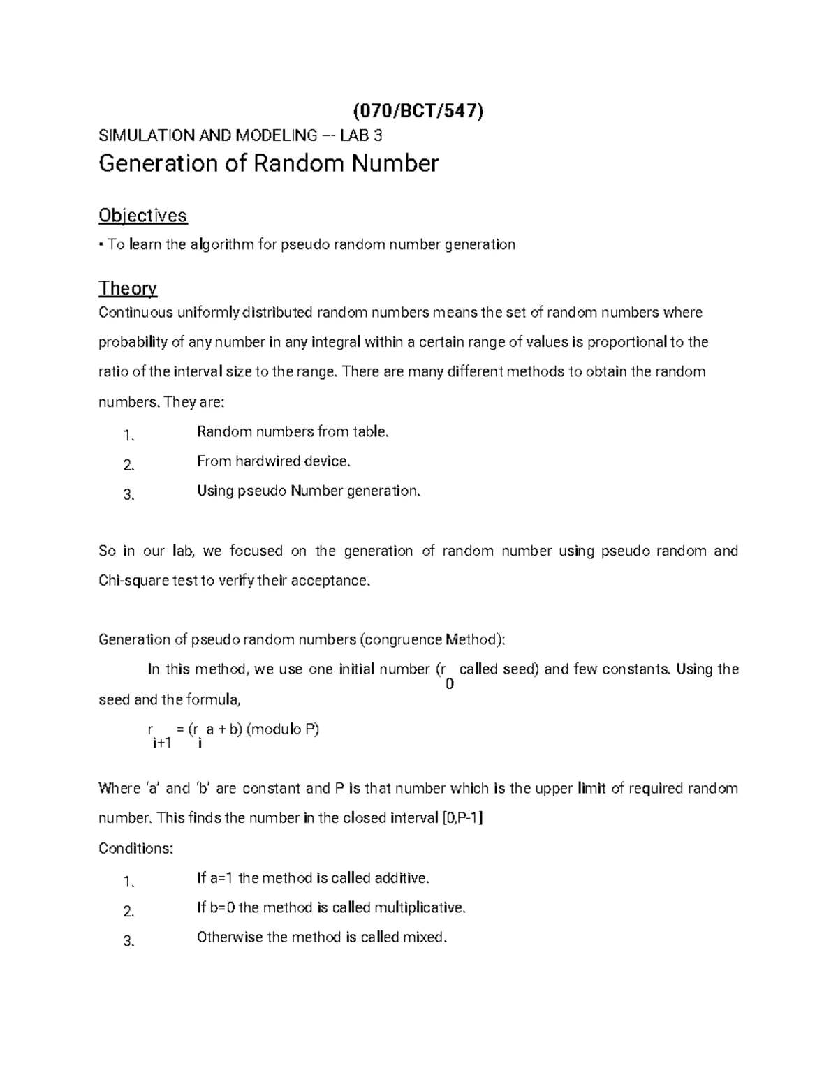 Lab 1 - lab note - (070/BCT/547) SIMULATION AND MODELING - LAB 1 ...