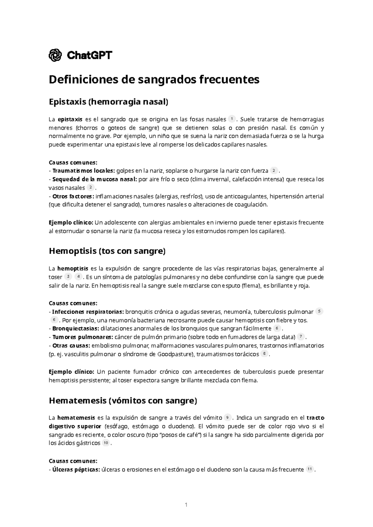 Definiciones De Sangrados Frecuentes Epistaxis Hemoptisis 