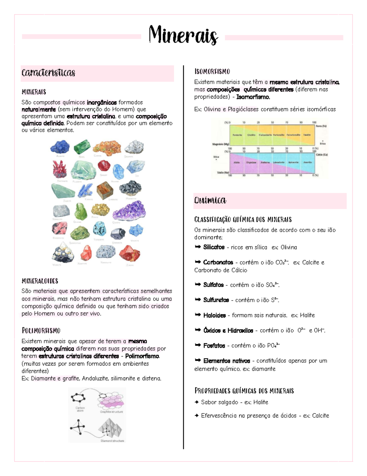 Geologia 11: Minerais, Isomorfismo e Classificação de Rochas - Document Preview