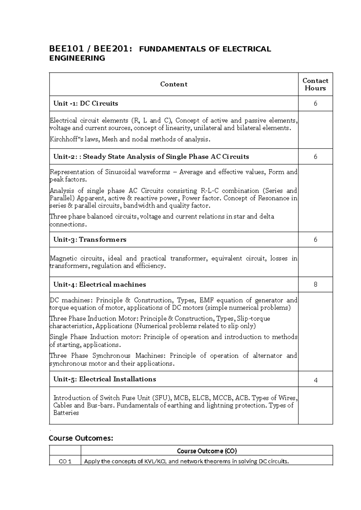 Fundamentals of Electrical Engineering - BEE101/BEE201 Course Notes ...