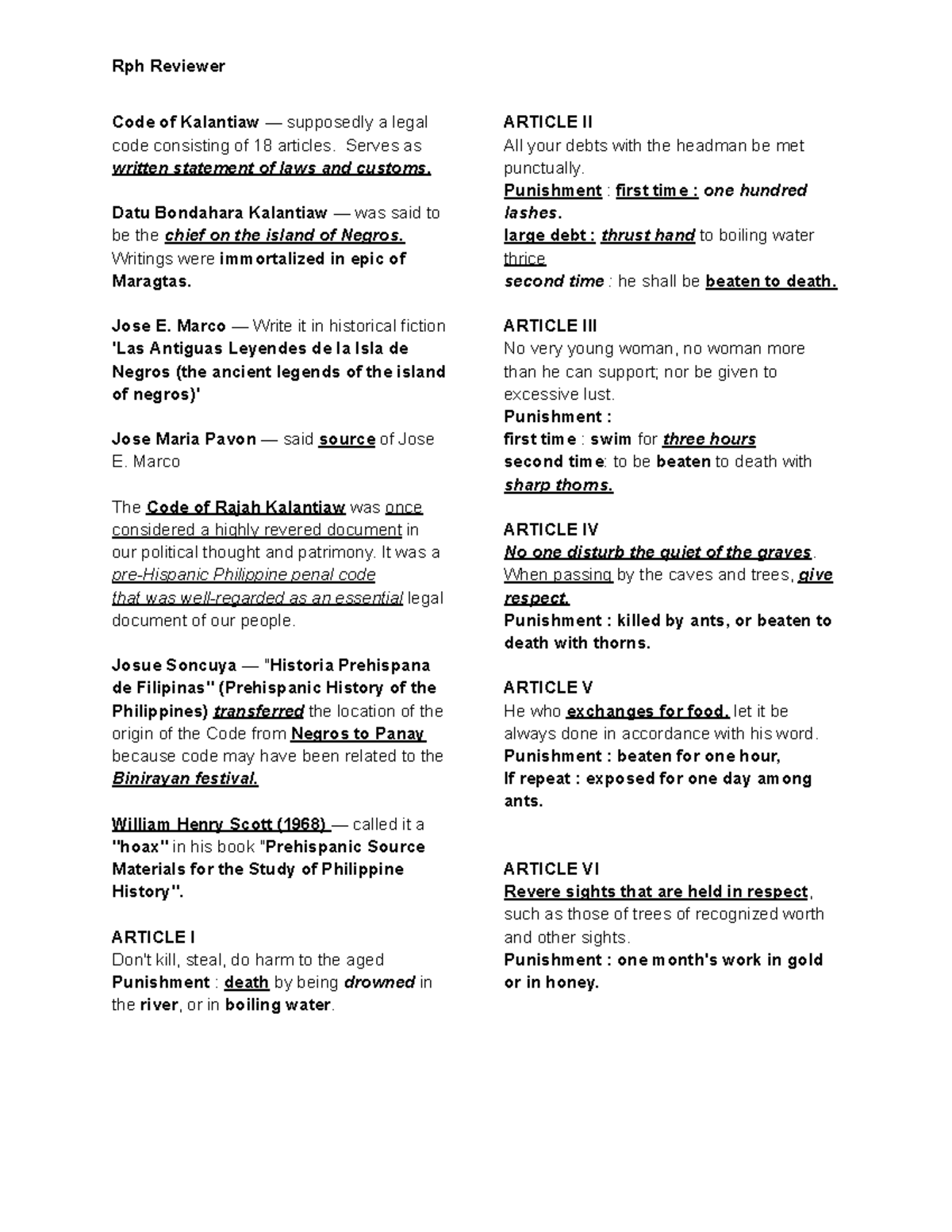 RPH 101: Lecture on the Code of Kalantiaw and Its Historical Context ...