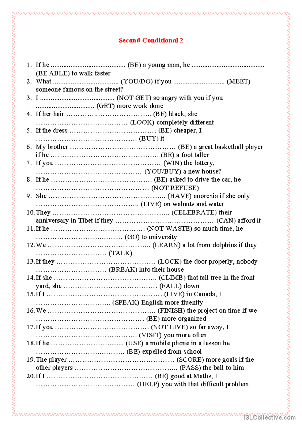 Second Conditional Exercises for English Grammar Practice - Studocu