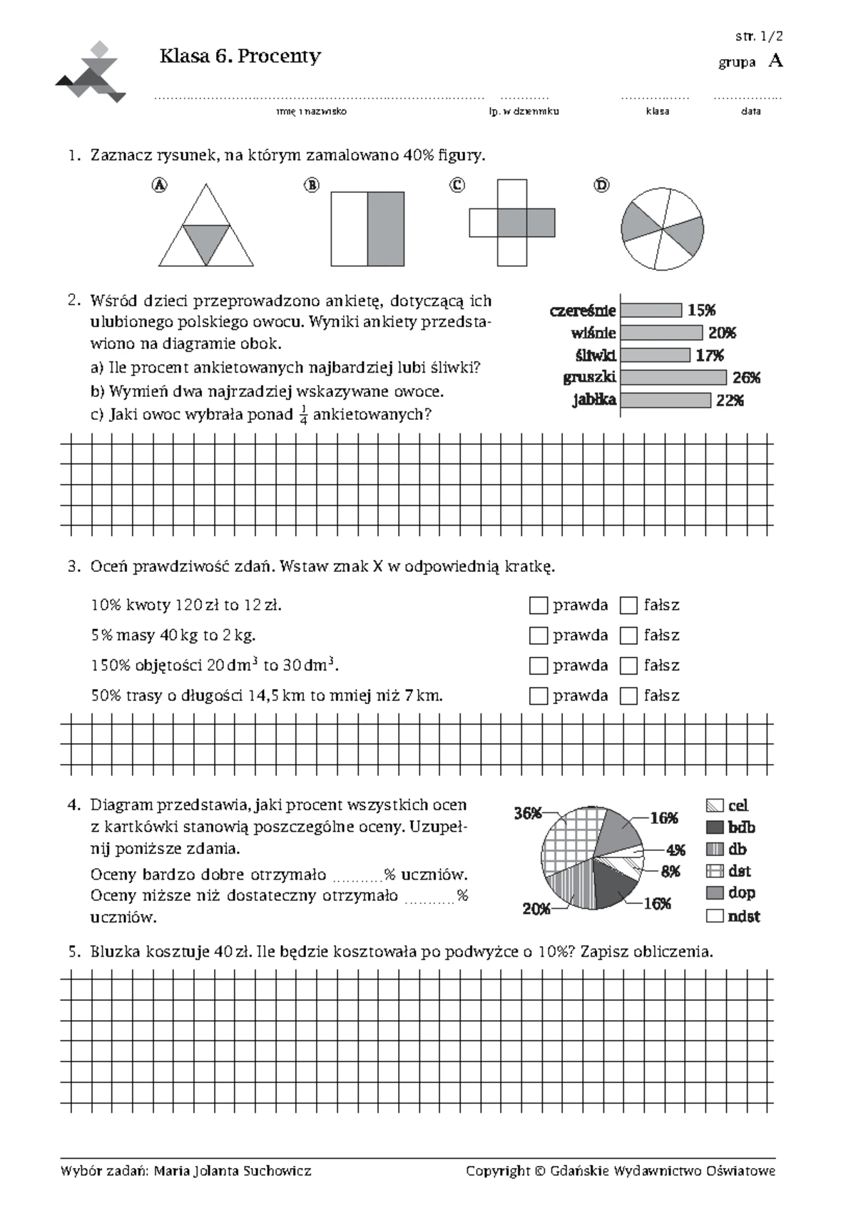 Sprawdzian Procenty 1 Liceum Nowa Era Chomikuj www.studocu.com