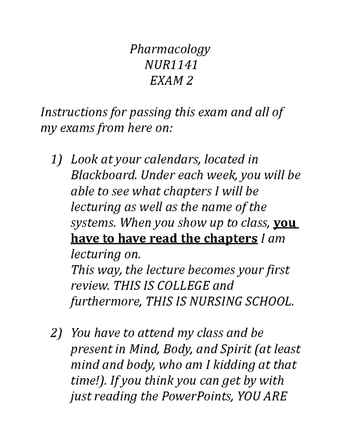 NUR Pharmacology Exam 2 Study Blueprint and Key Concepts - Studocu