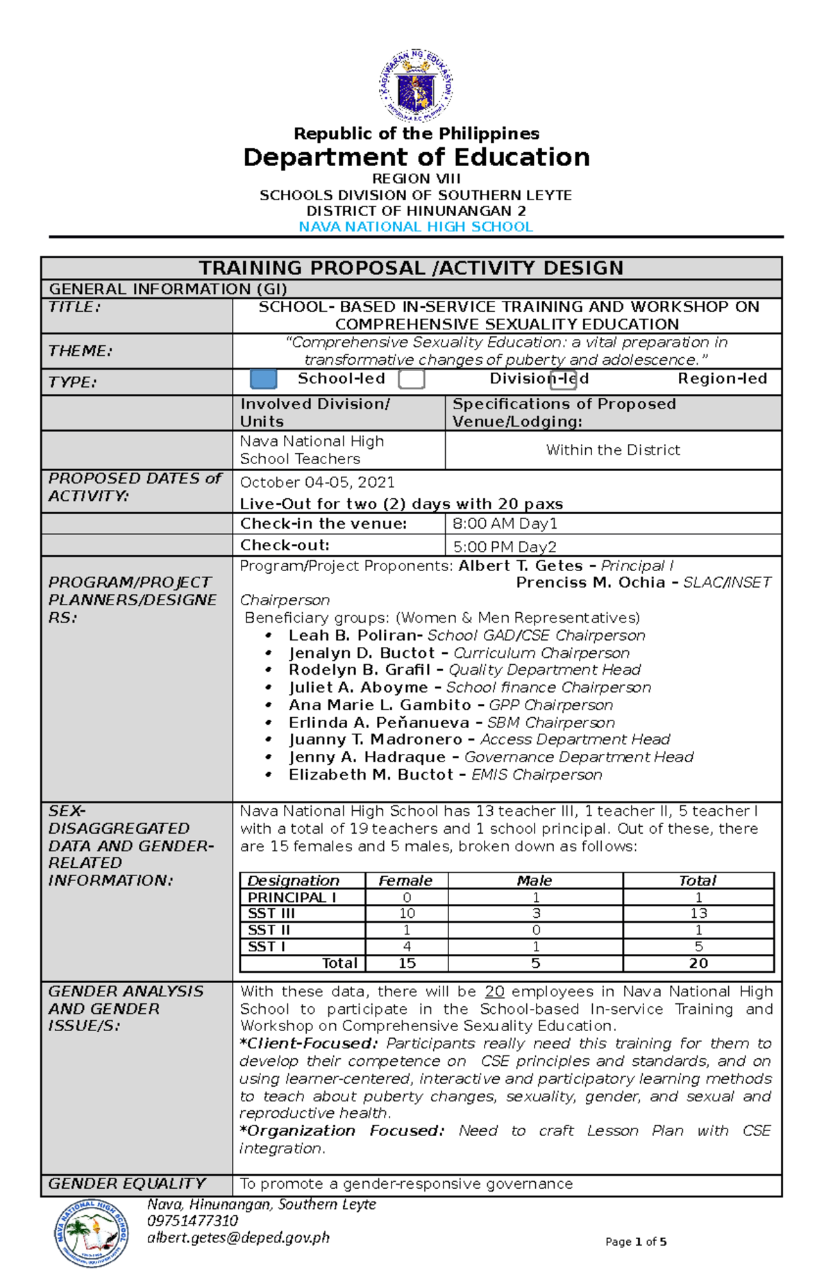 GAD inset Oct. 2021 - training - Republic of the Philippines Department ...