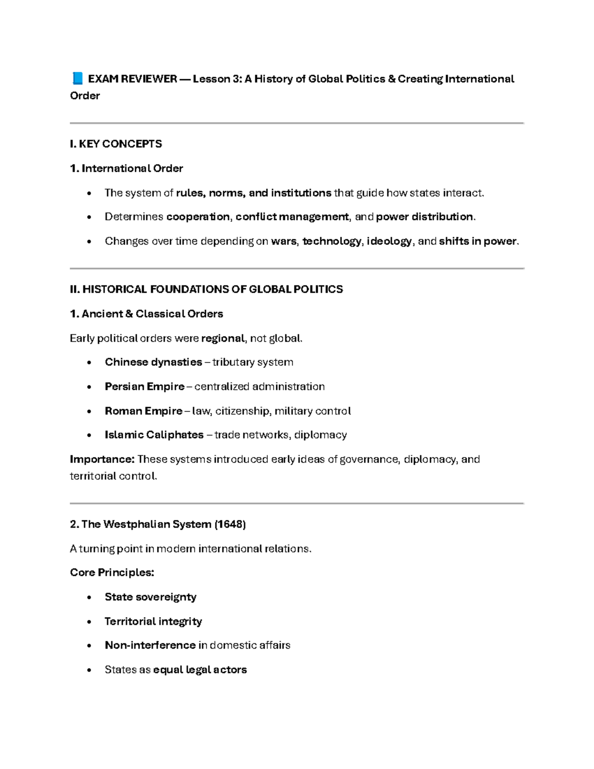 Midterm Notes: Module 3 - A History of Global Politics - Studocu
