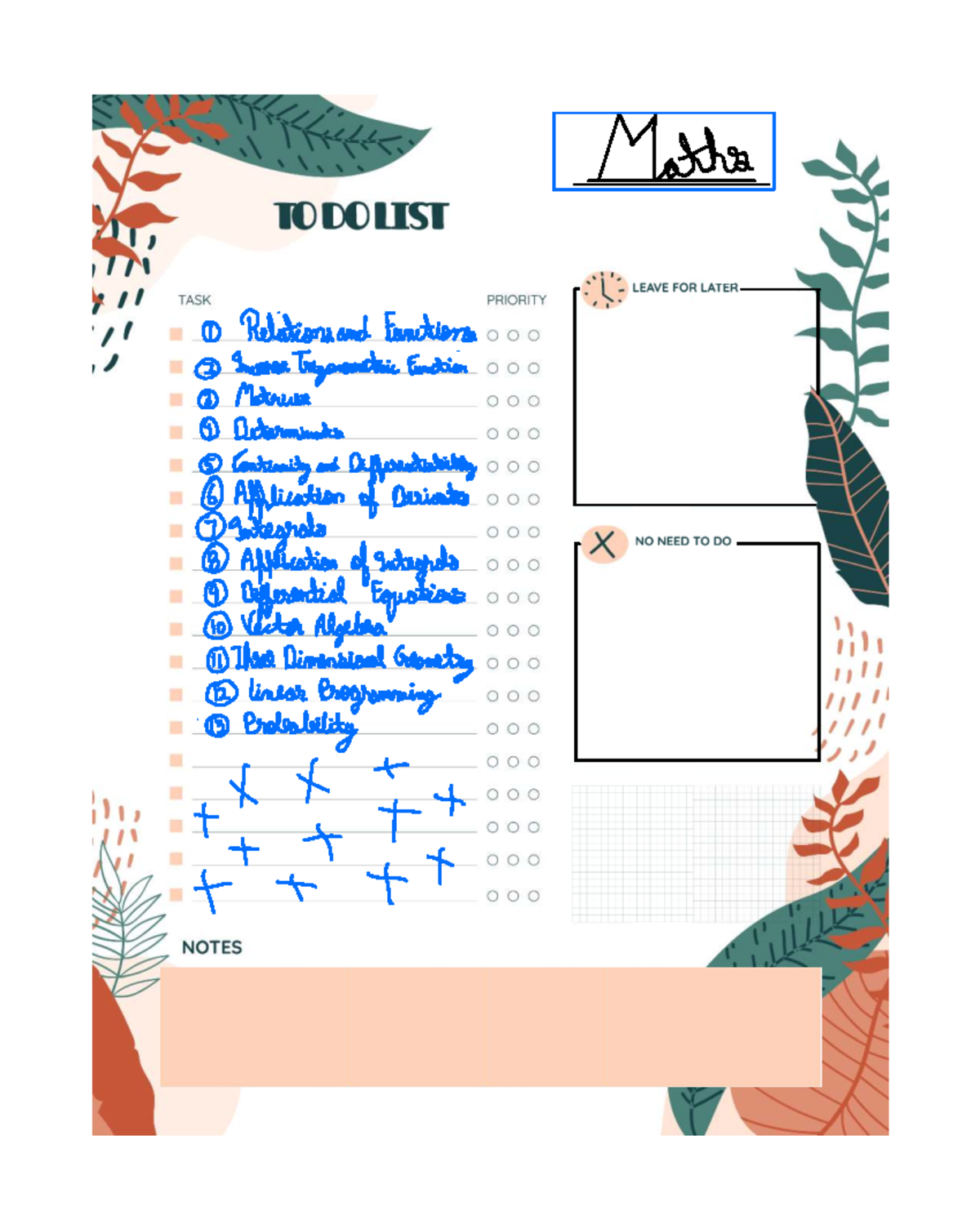 Maths TO-DO List: Key Topics & Priorities for Study - Studocu