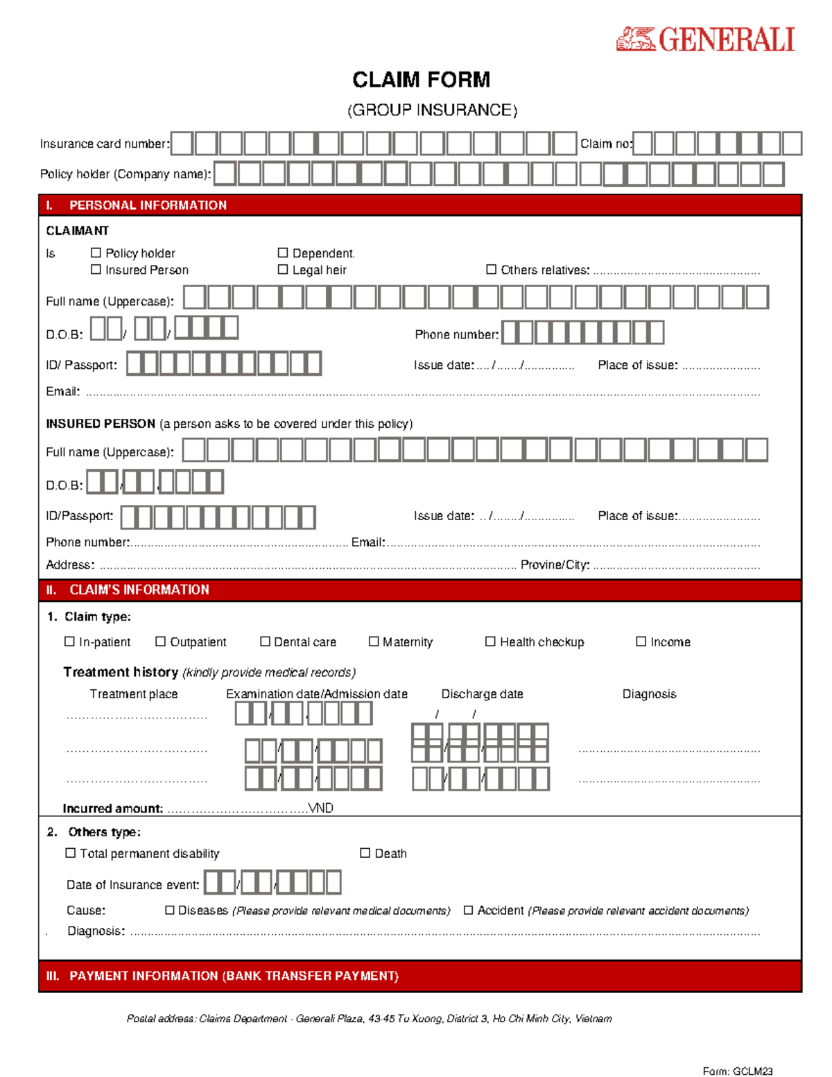 GCLM23 Claim Form for Group Insurance - 2023 Update - Studocu