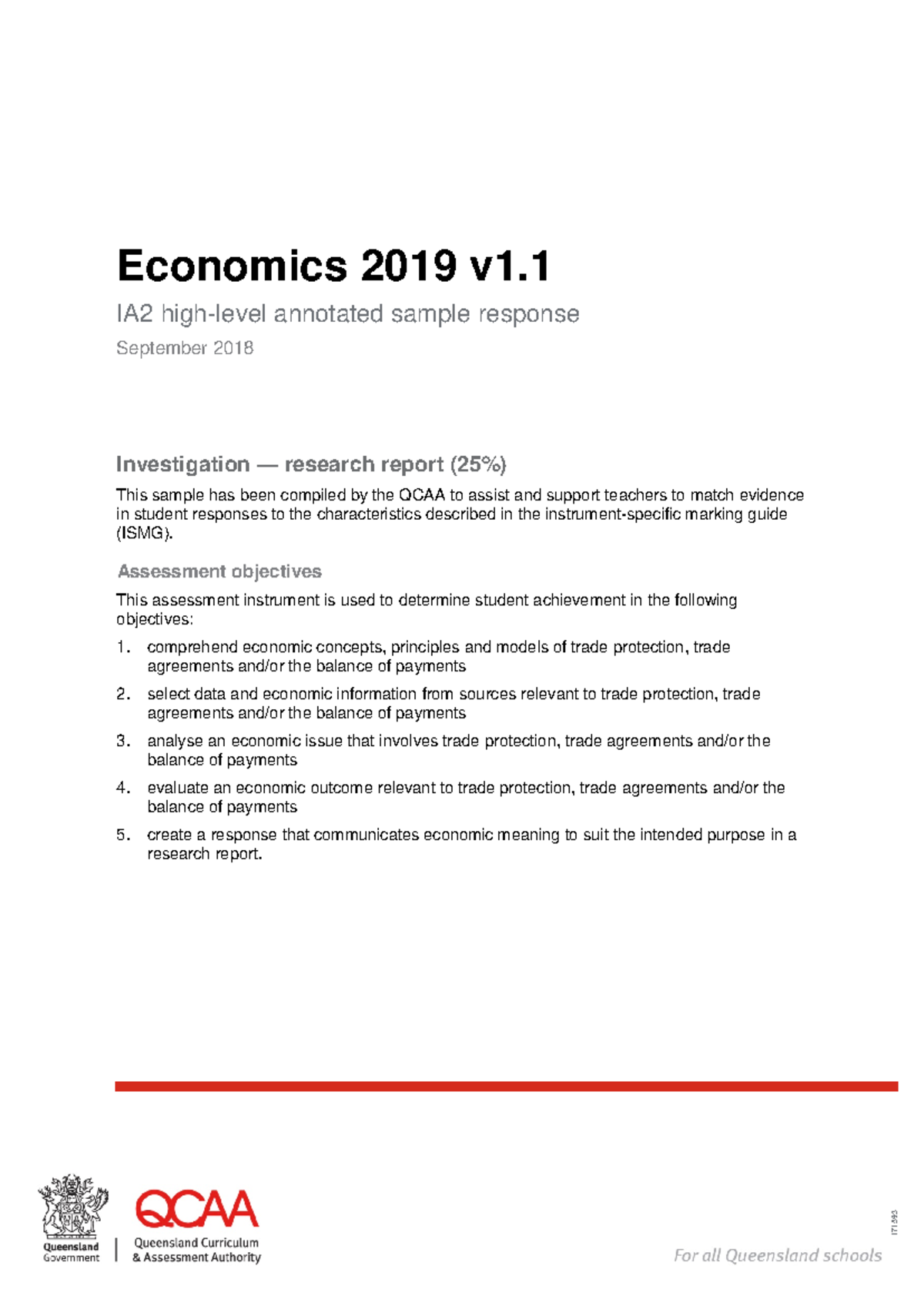 Economics 2019 IA2 Annotated Sample Research Report on Trade Agreements ...