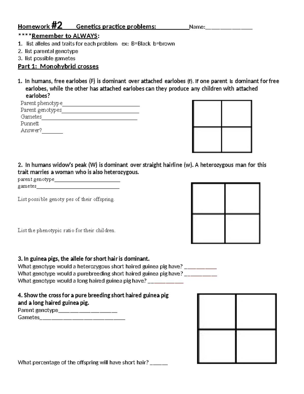 Genetics Practice Problems 2 Worksheet Genetics Worksheets And