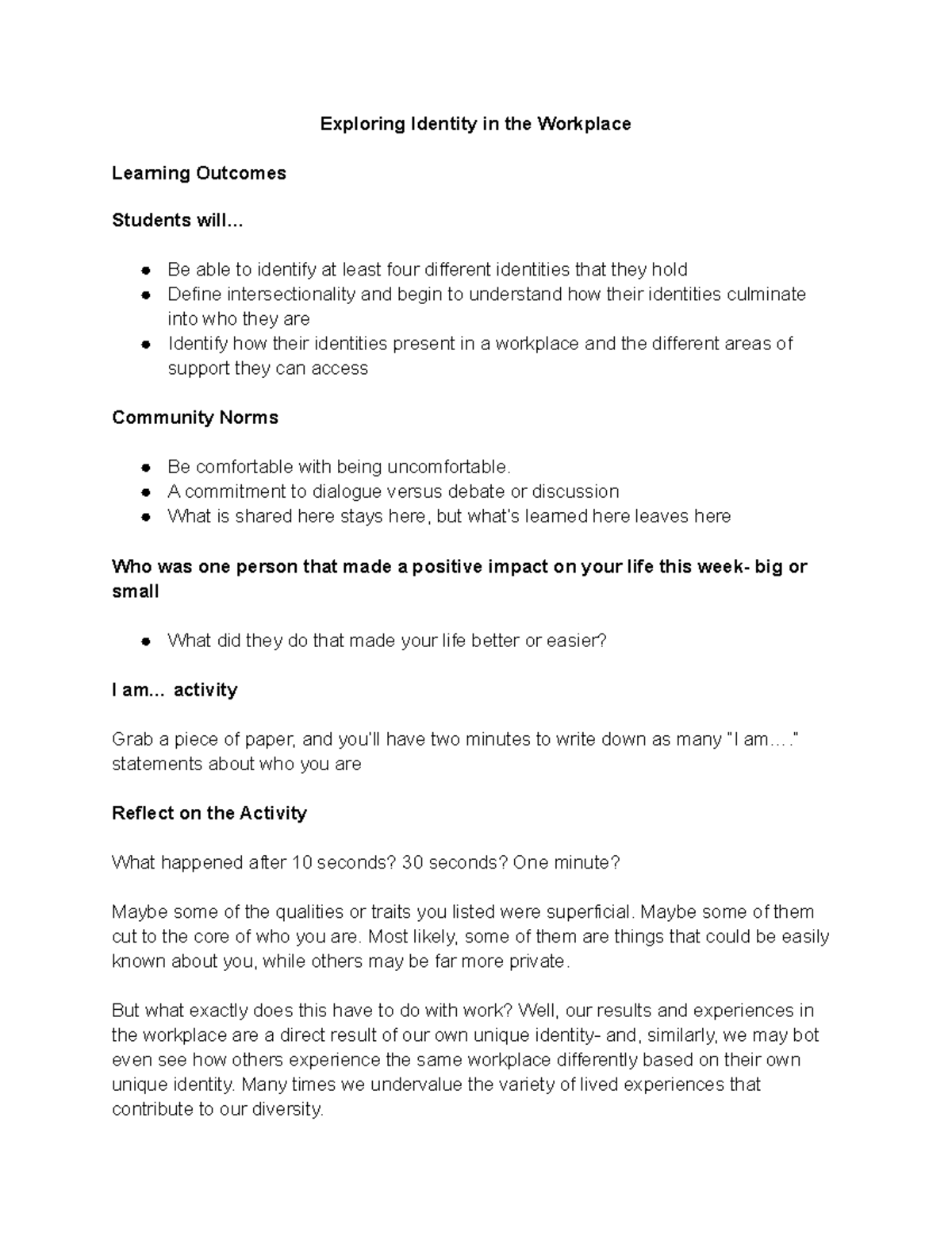 Exploring Identity in the Workplace - Exploring Identity in the ...