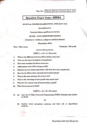 Lab Record - DSD - easy to use - Data structures design - DEPARTMENT OF ...