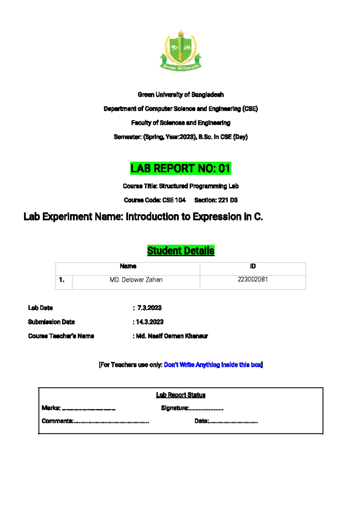 Micro Lab 3 - CSE 221D Lab Report on Assembly Language Tasks - Studocu