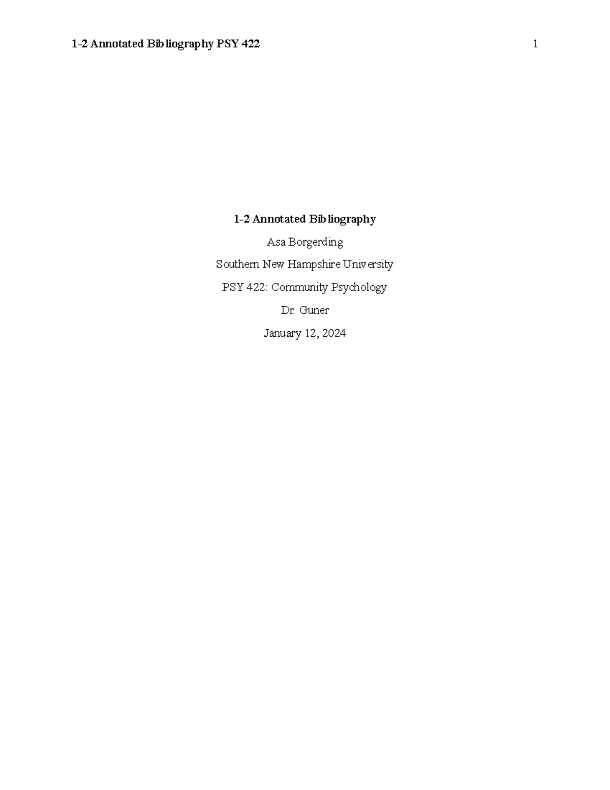 Annotated Bibliography for PSY 422: Community Psychology Module 1 - Studocu