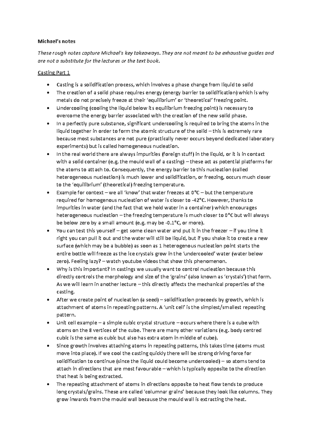 MECH2305 - Lecture Notes on Casting, Forging, and Manufacturing ...