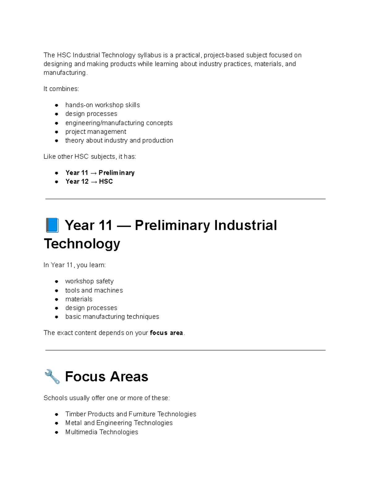 HSC Industrial Technology Syllabus Summary and Overview - Studocu