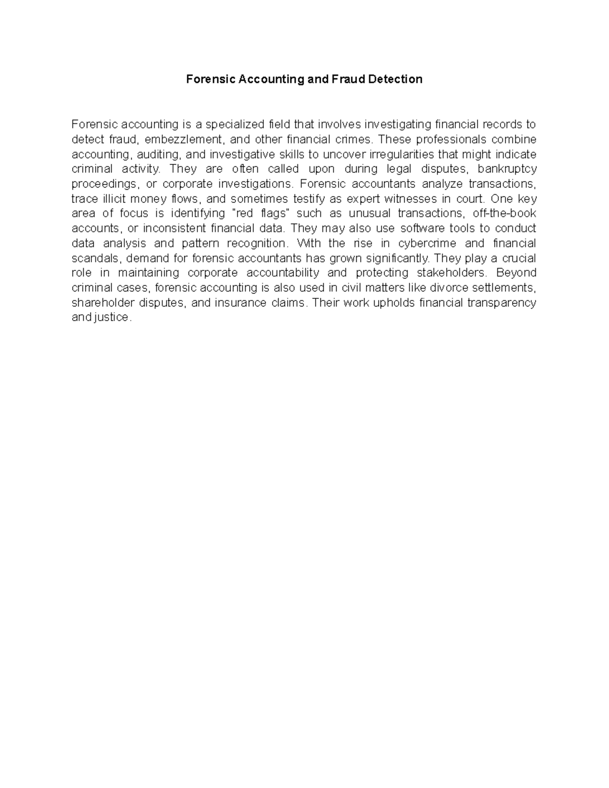 Forensic Accounting and Fraud Detection - Forensic Accounting and Fraud ...
