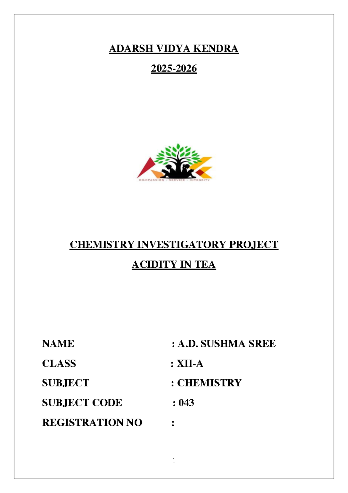 Chemistry Investigatory Project: Acidity in Tea (Class XII, Code 043 ...