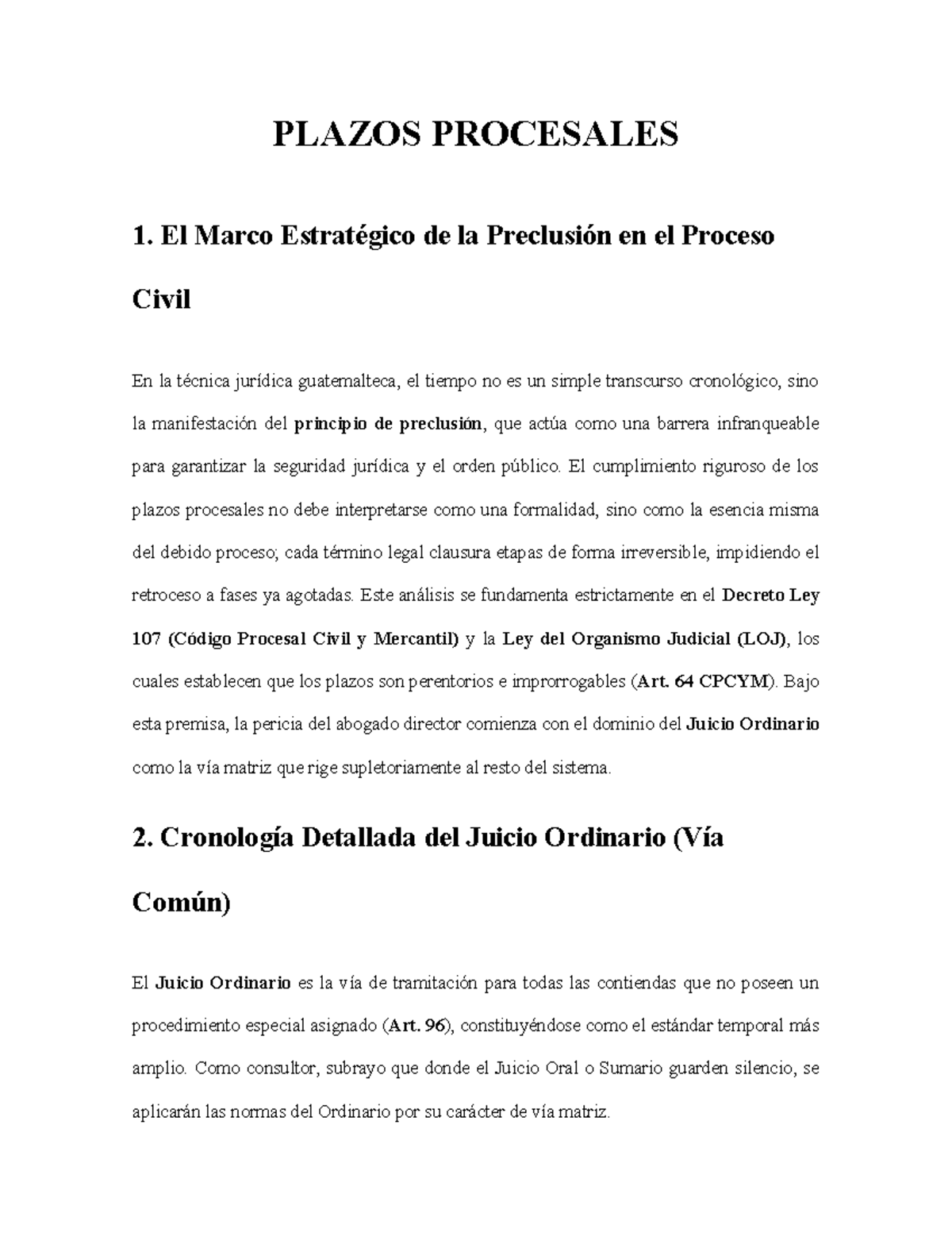 PLAZOS PROCESALES: Juicio Ordinario, Oral y Sumario en el Proceso Civil ...