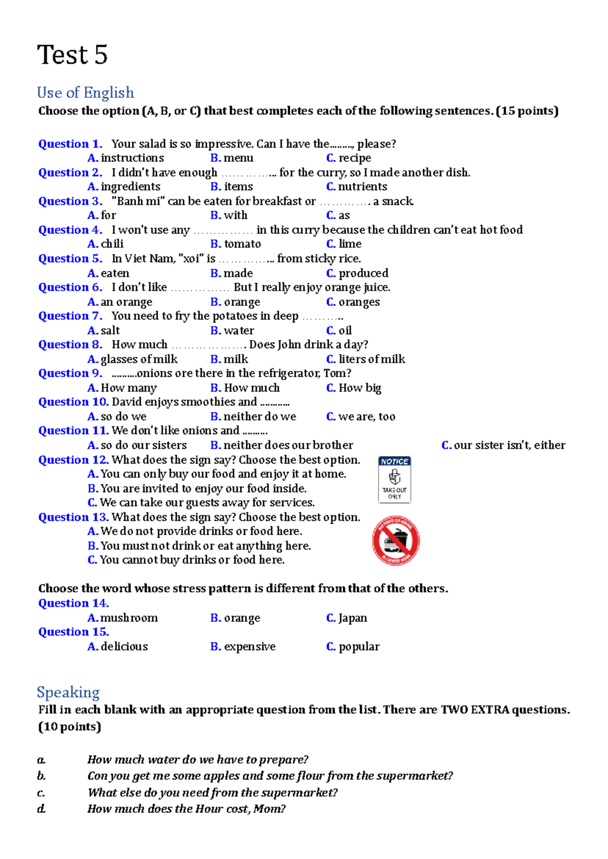 Test 5 - English Exam Review with Activities and Key Answers - Studocu