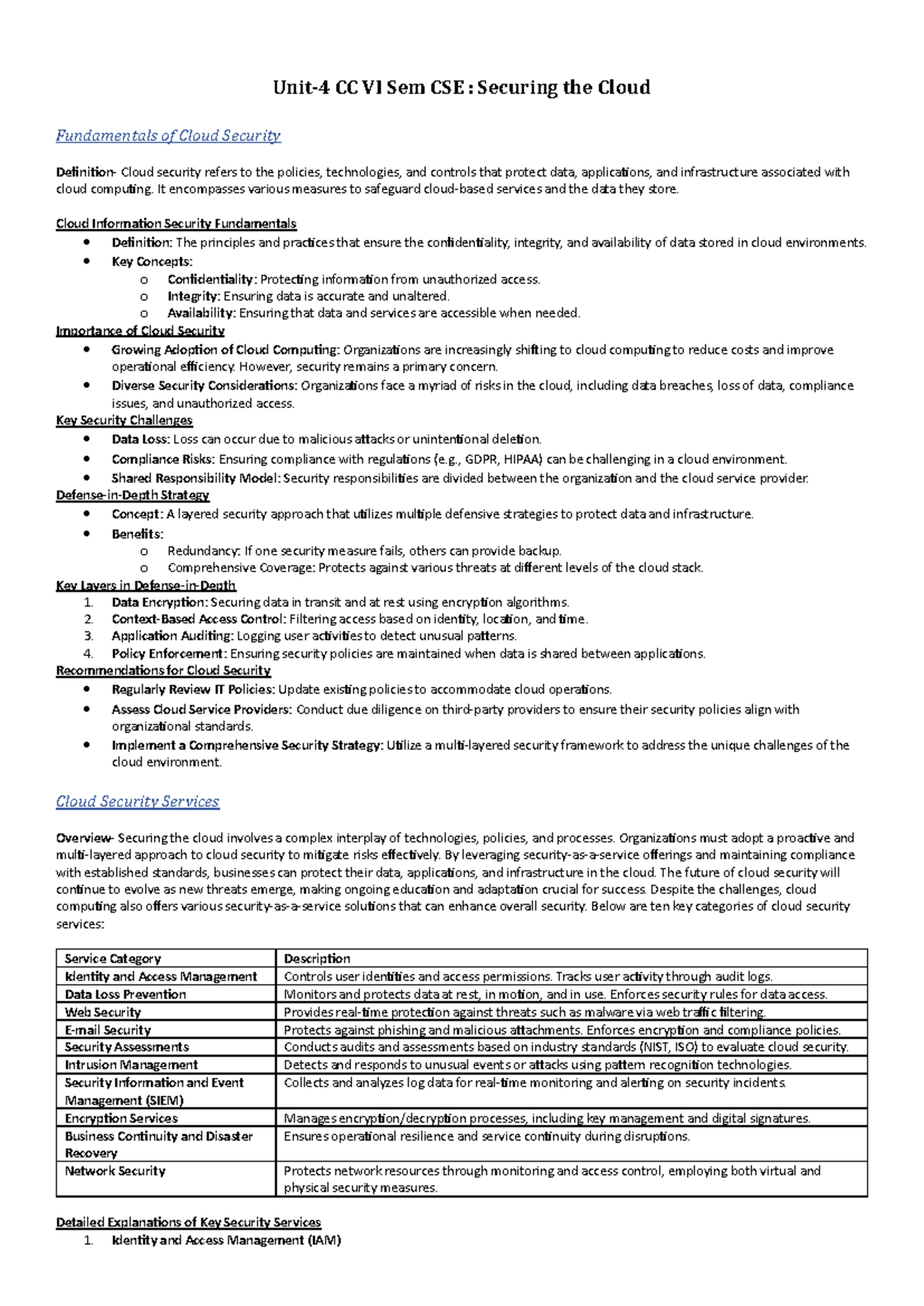 Unit-4 CC VI Sem CSE: Fundamentals of Cloud Security and Risk ...