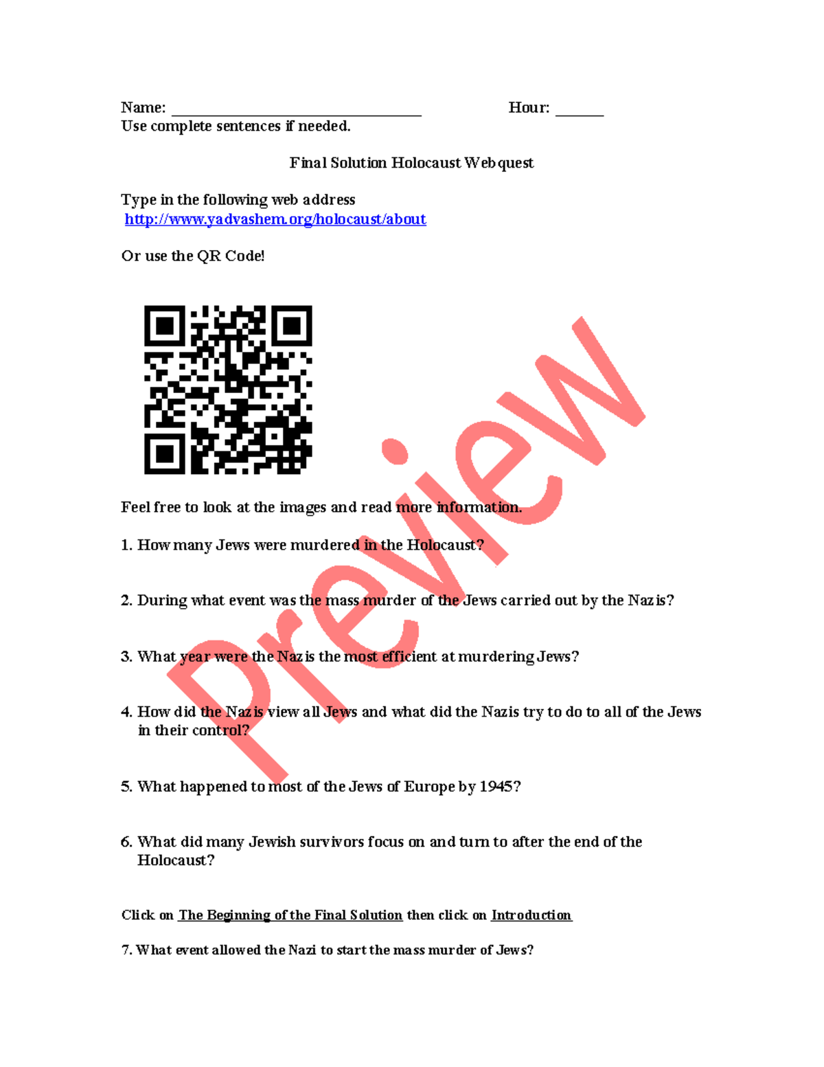 Final Exam: Holocaust Webquest Questions and Answers - Studocu