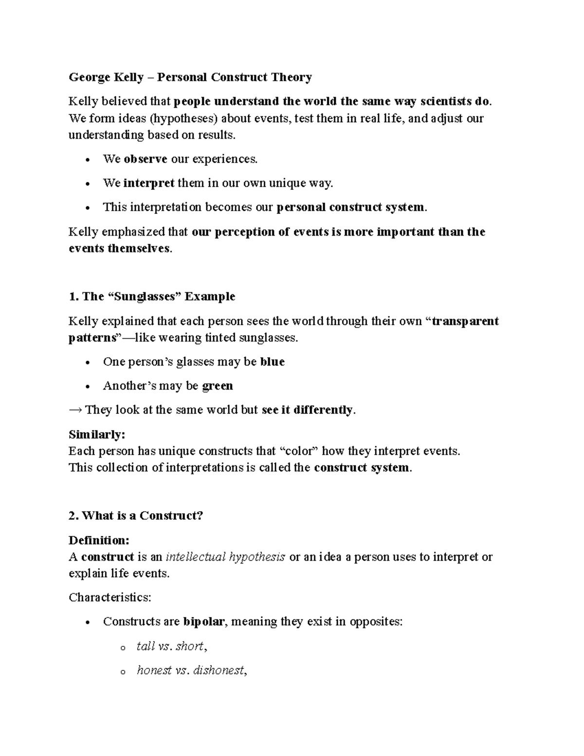 George Kelly's Personal Construct Theory: Understanding Perception and ...