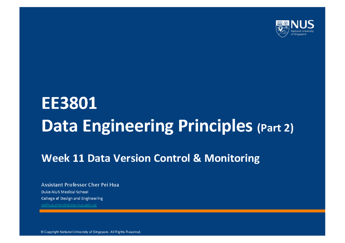 EE3801 - Week 11: Data Version Control & Monitoring Overview - Studocu