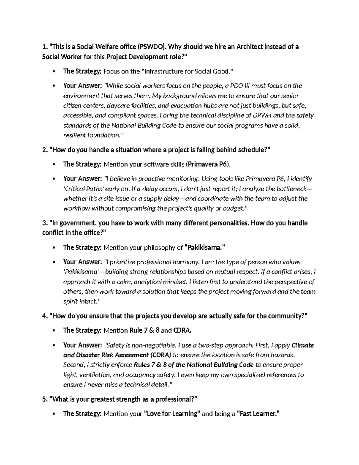 PDO III: Architect vs. Social Worker - Project Development Q&A - Studocu