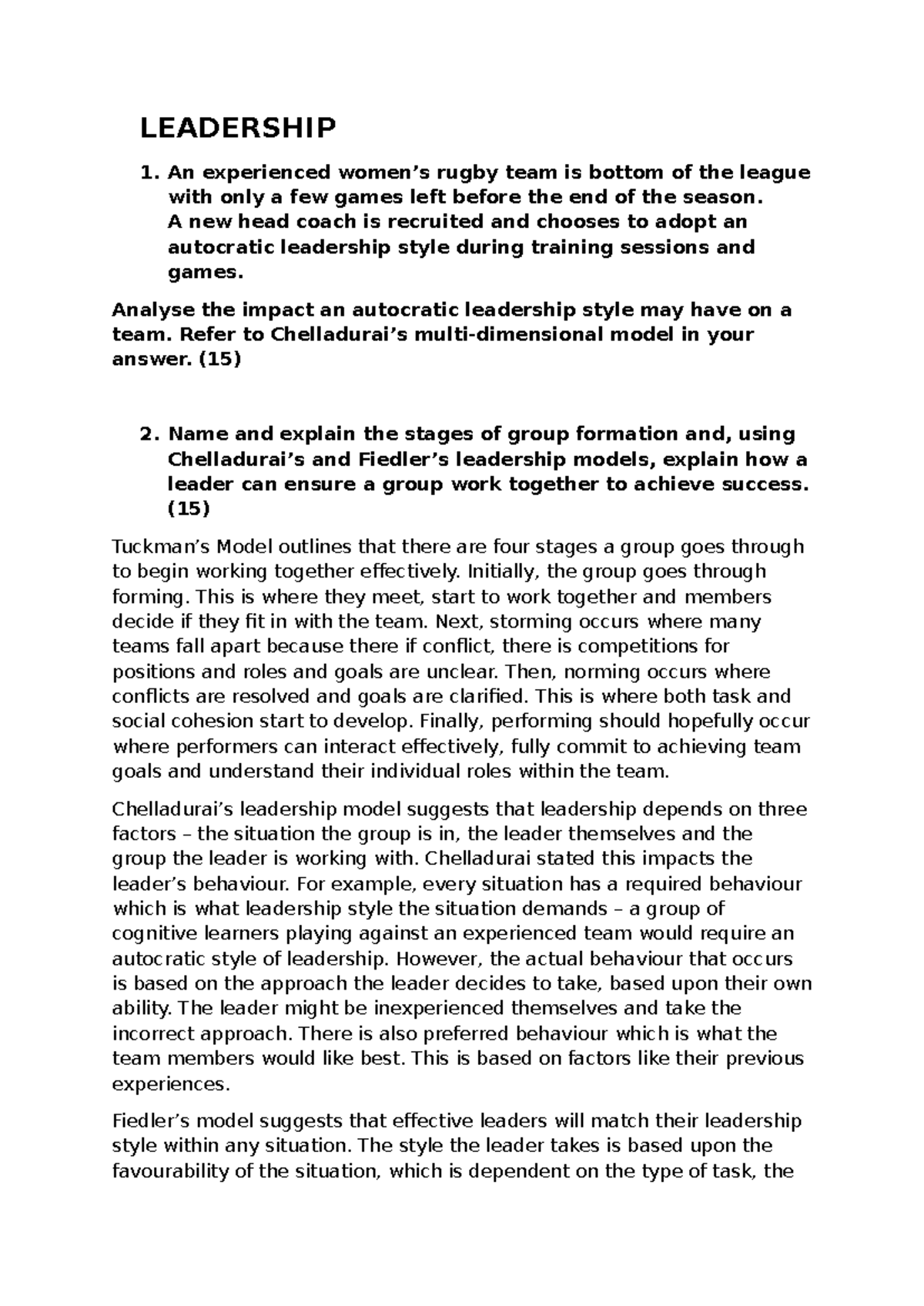 Sports Psychology: Leadership Styles, Stress Management & Training ...