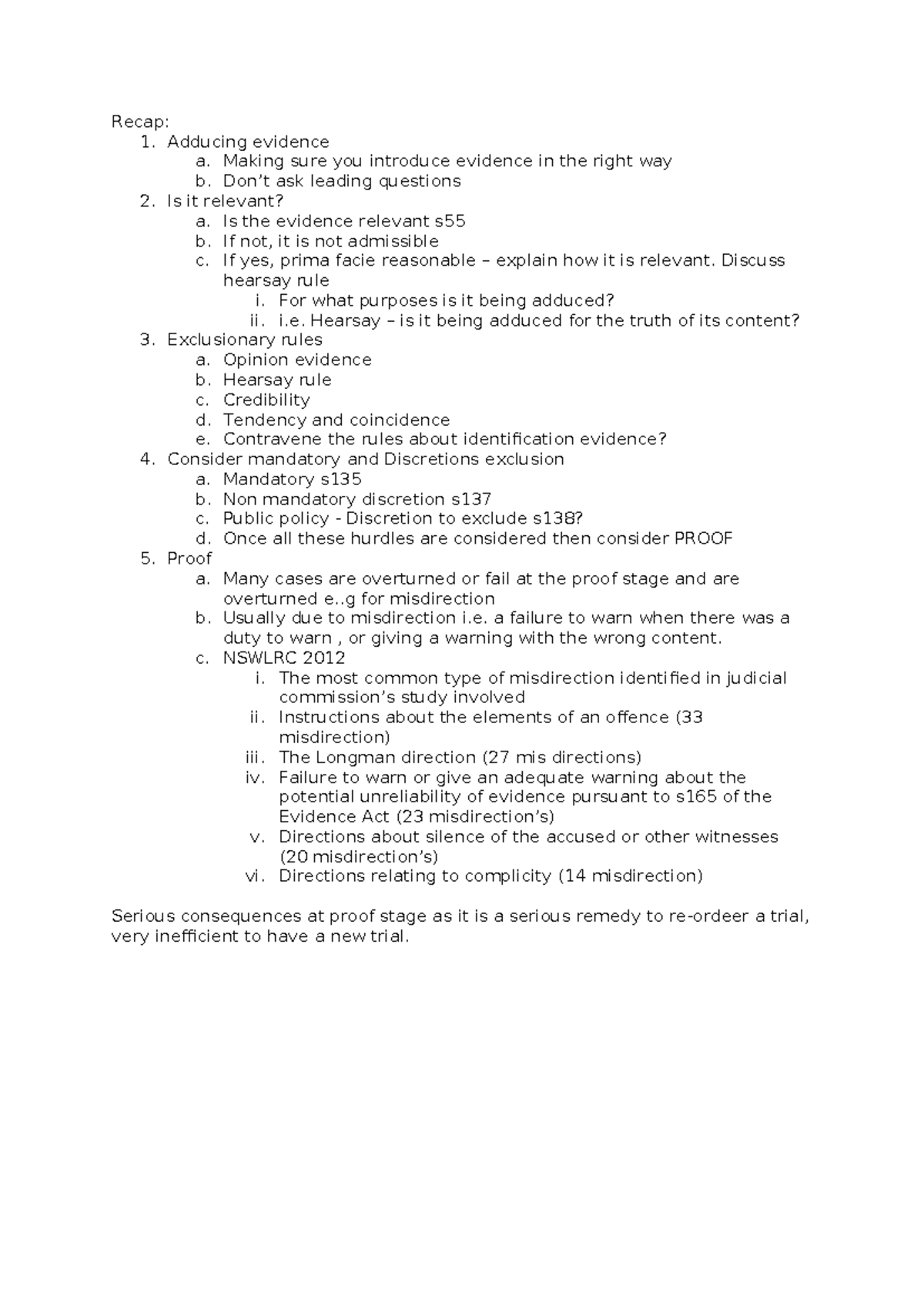 Evidence Scaff - Recap: 1. Adducing evidence a. Making sure you ...