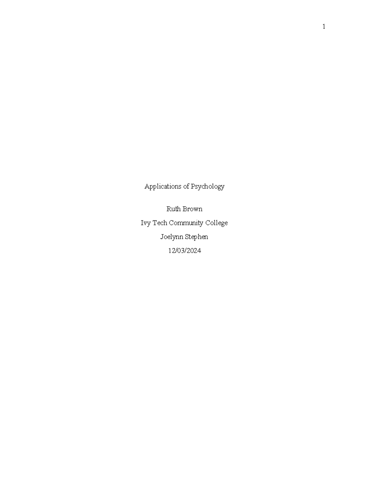 Applications of Psychology Paper Template - Applications of Psychology ...