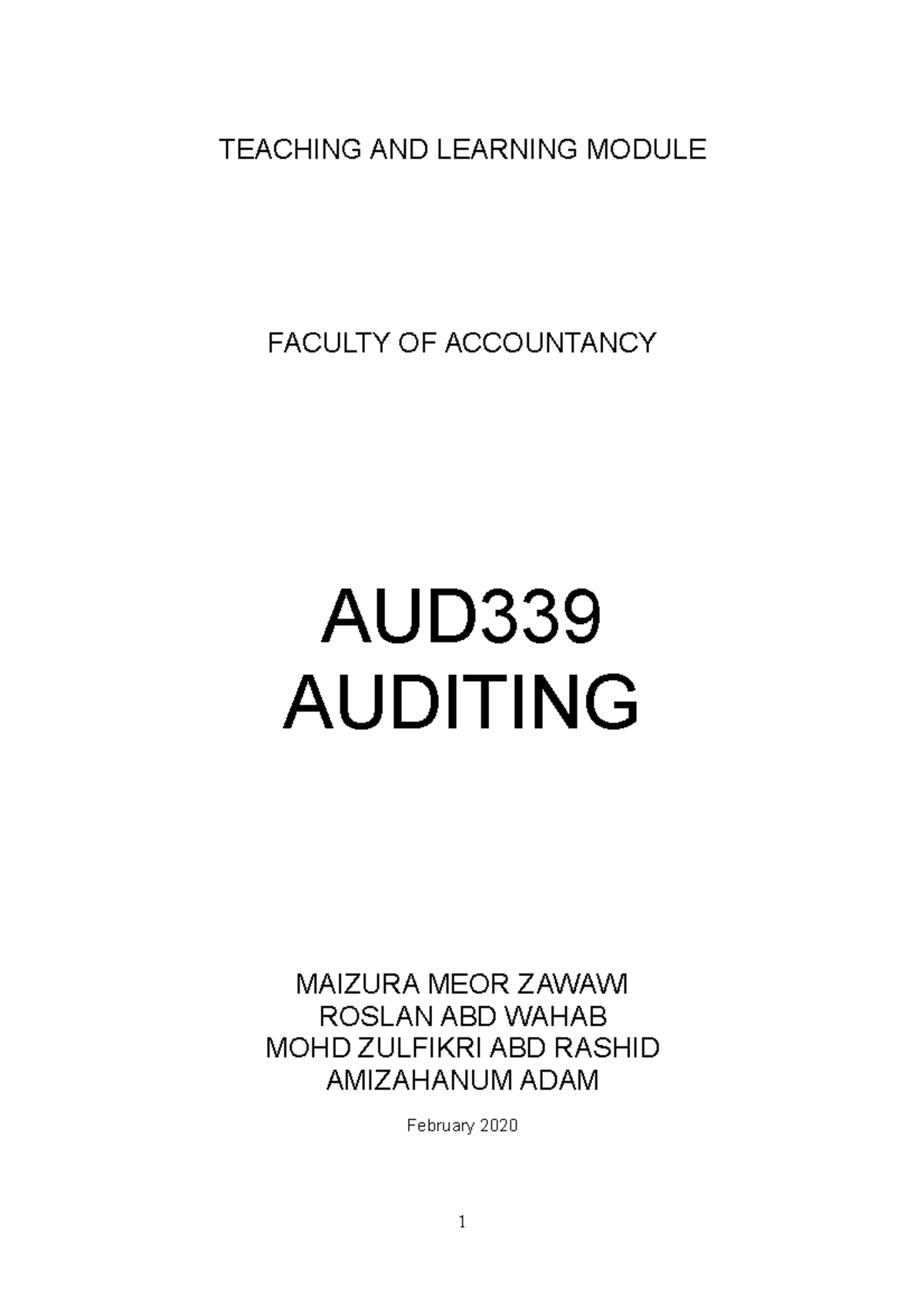 Workbook AUD339 - Introduction to Auditing Concepts and Practices - Studocu