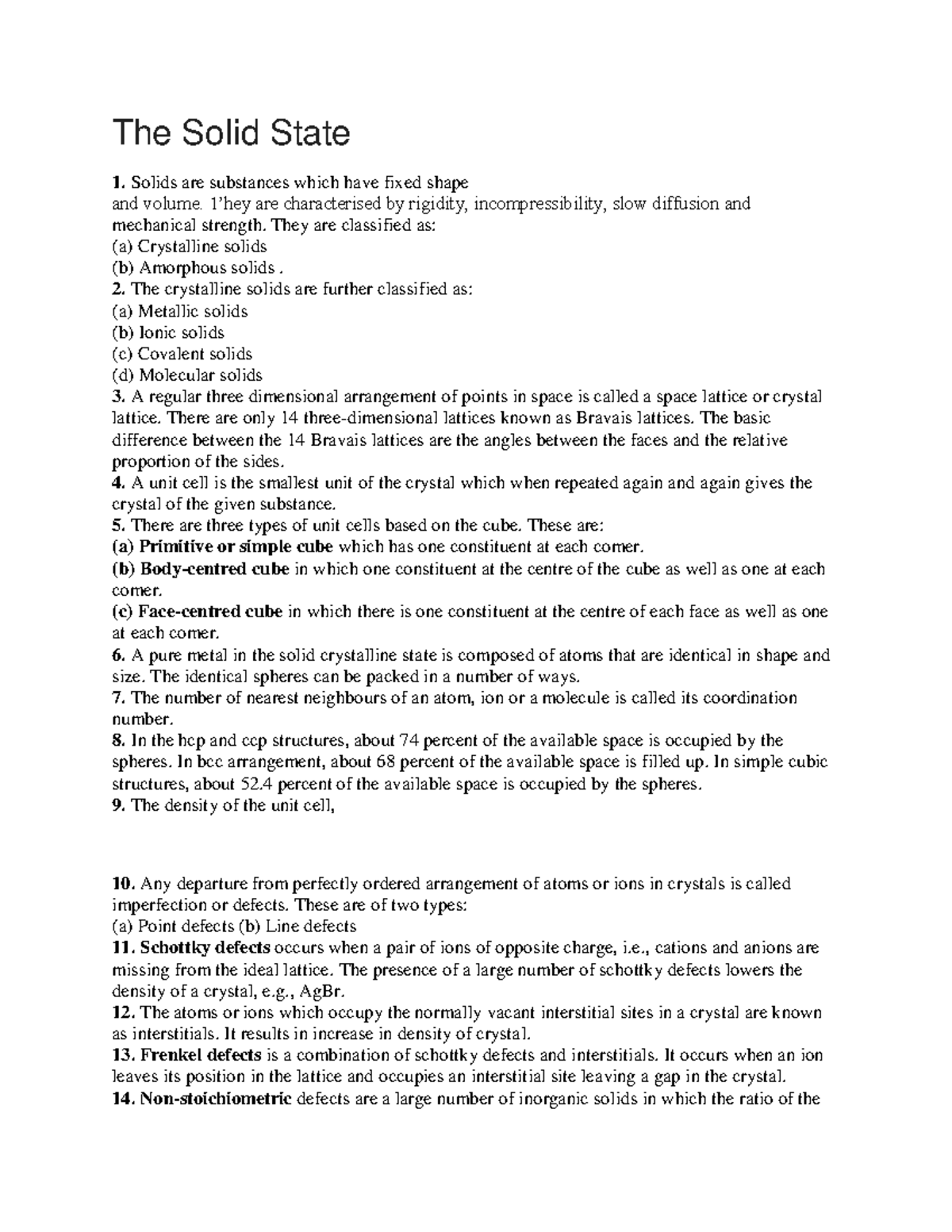 Solid State Chemistry Notes - Concepts and Classifications - Studocu