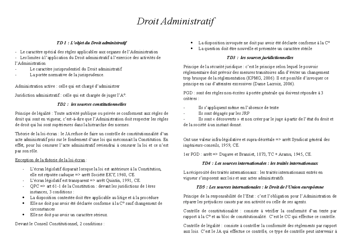 Tableau Jurisprudence droit administratif - Les Grands Arrêts du droit