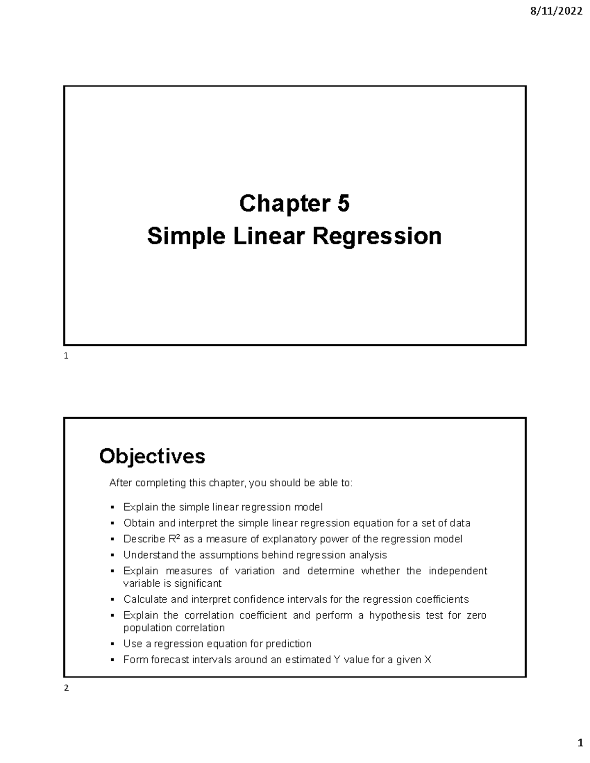 Chapter+5 - Business statistics - Chapter 5 Simple Linear Regression ...