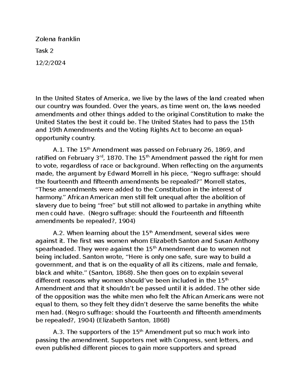 American History Task 2: The 15th and 19th Amendments Explained - Studocu
