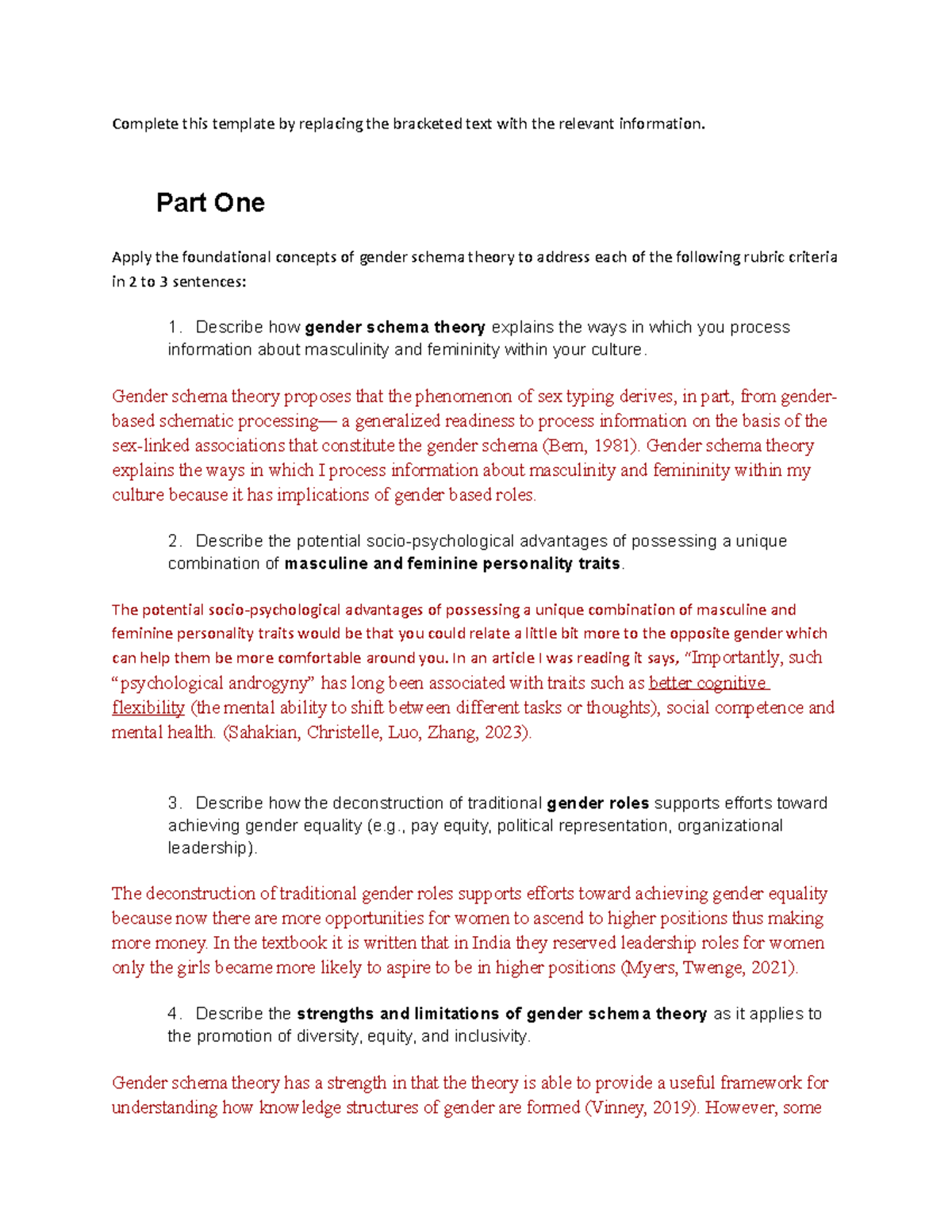 PSY 355 Gender Schema and Social Role Theories Analysis: Module 5 ...