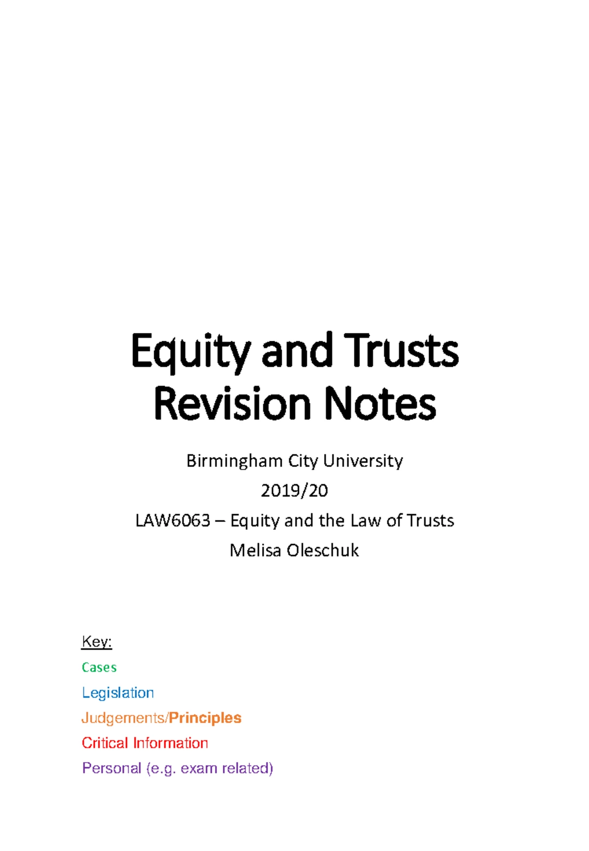 Lecture 3: Understanding the Three Certainties in Trusts - Studocu