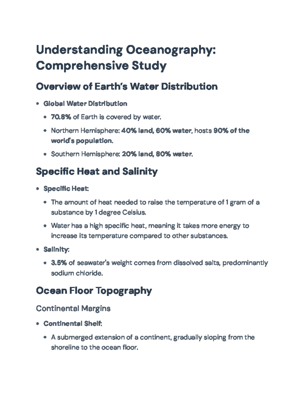 Oceanography Overview: Key Concepts in Water Distribution and Dynamics ...