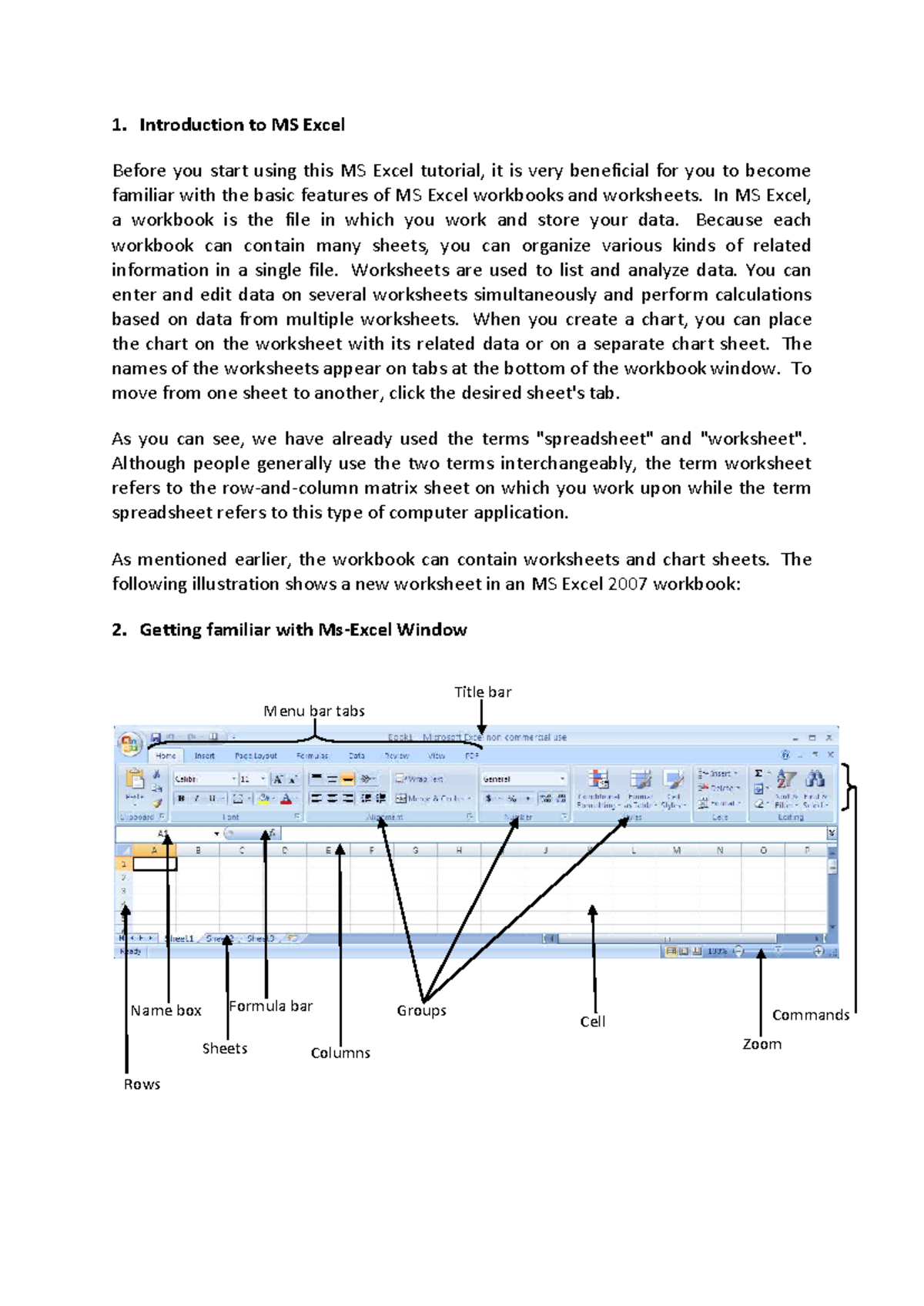 MS Excel Basics: Workbook, Worksheets, and Features Overview - Studocu