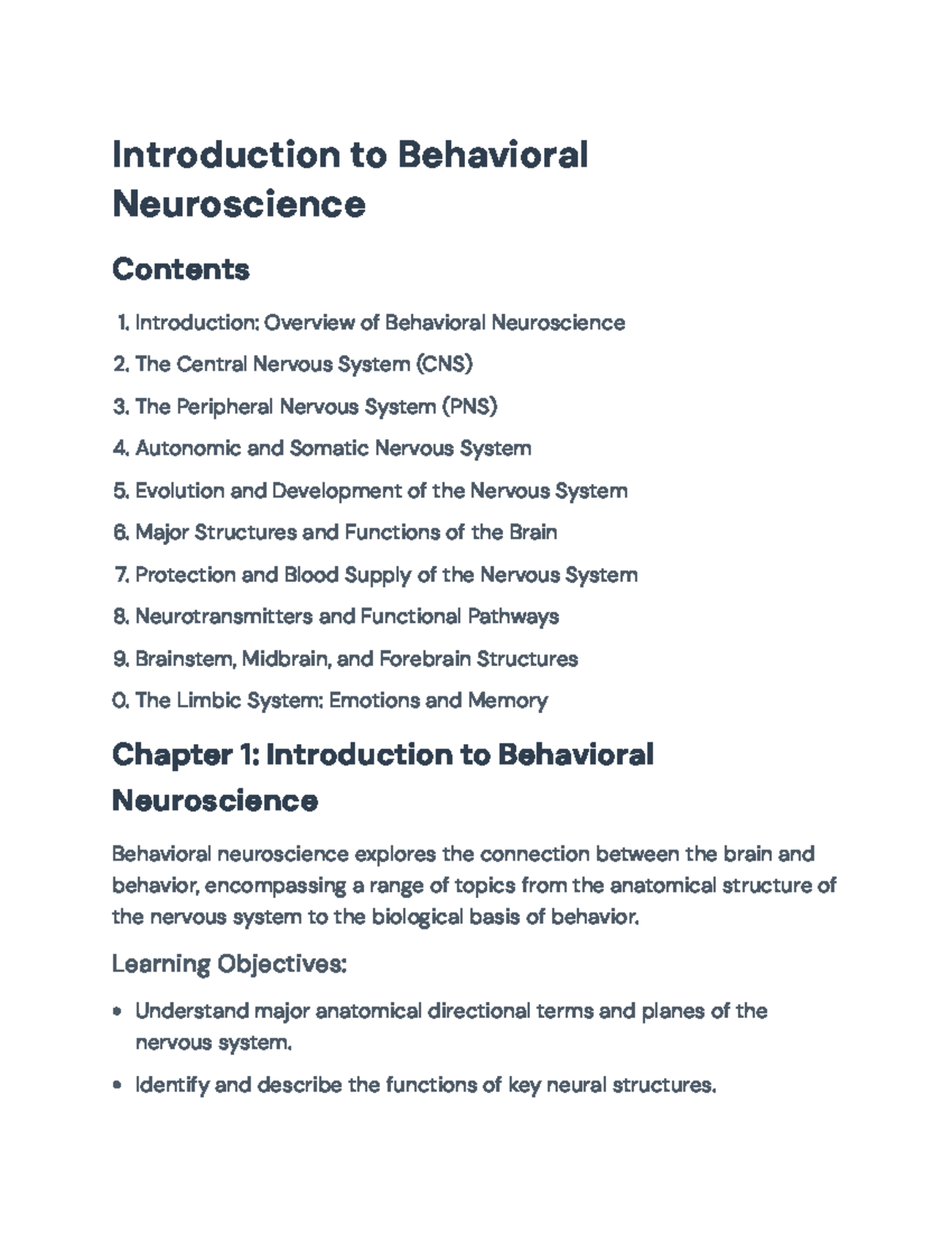 Behavioral Neuroscience Overview and Key Concepts - Introduction to ...