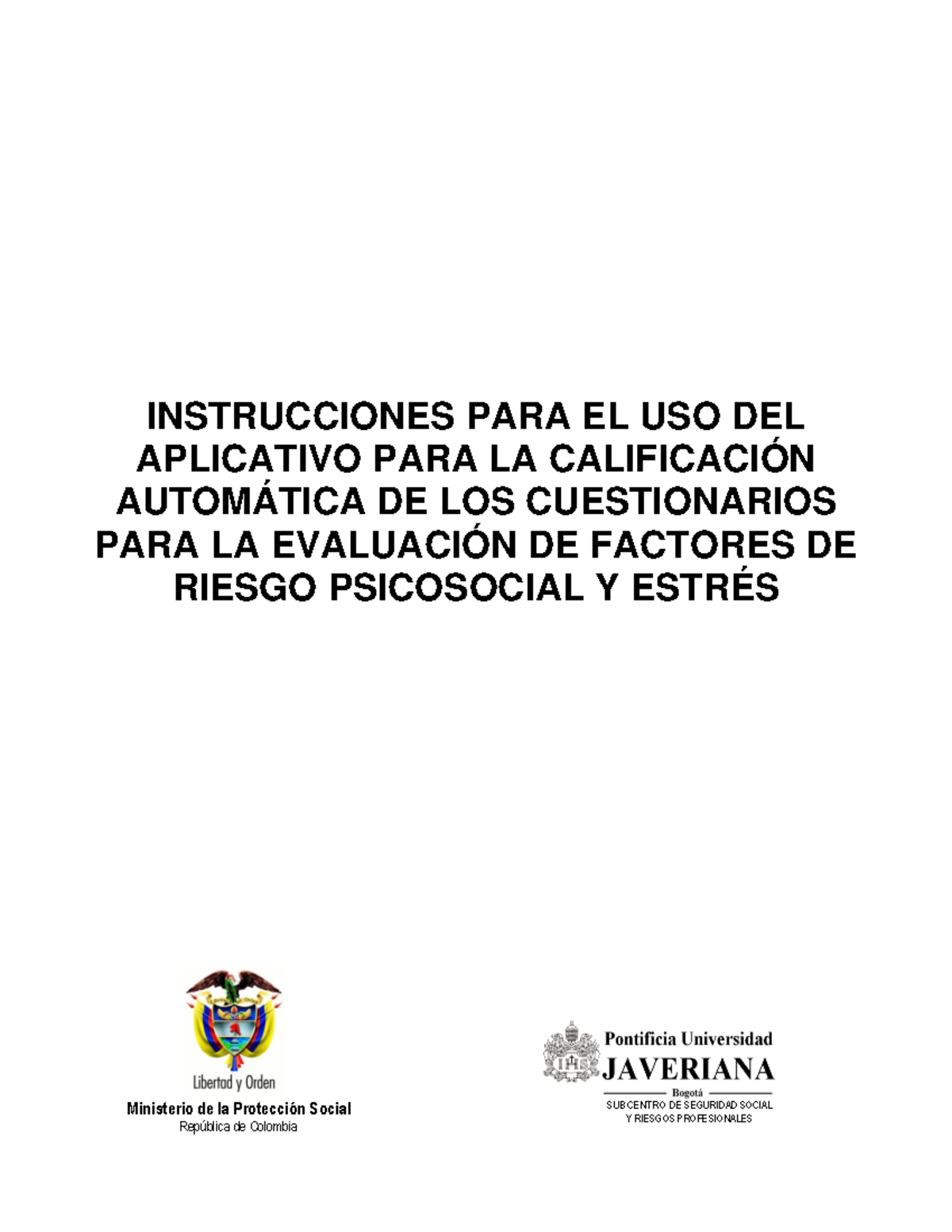 Instrucciones para Usar el Aplicativo de Calificación de Cuestionarios ...