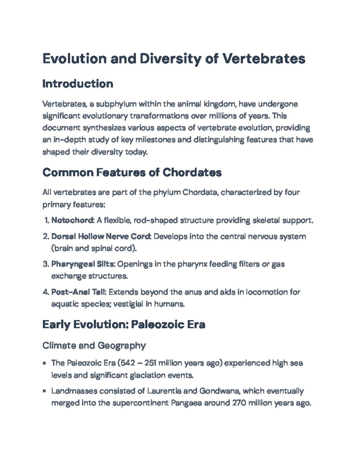 Evolution and Diversity of Vertebrates: Key Clades and Adaptations ...