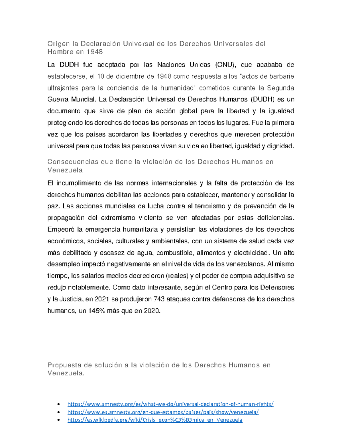 Módulo 3: Análisis de la DUDH y Derechos Humanos en Venezuela - Studocu