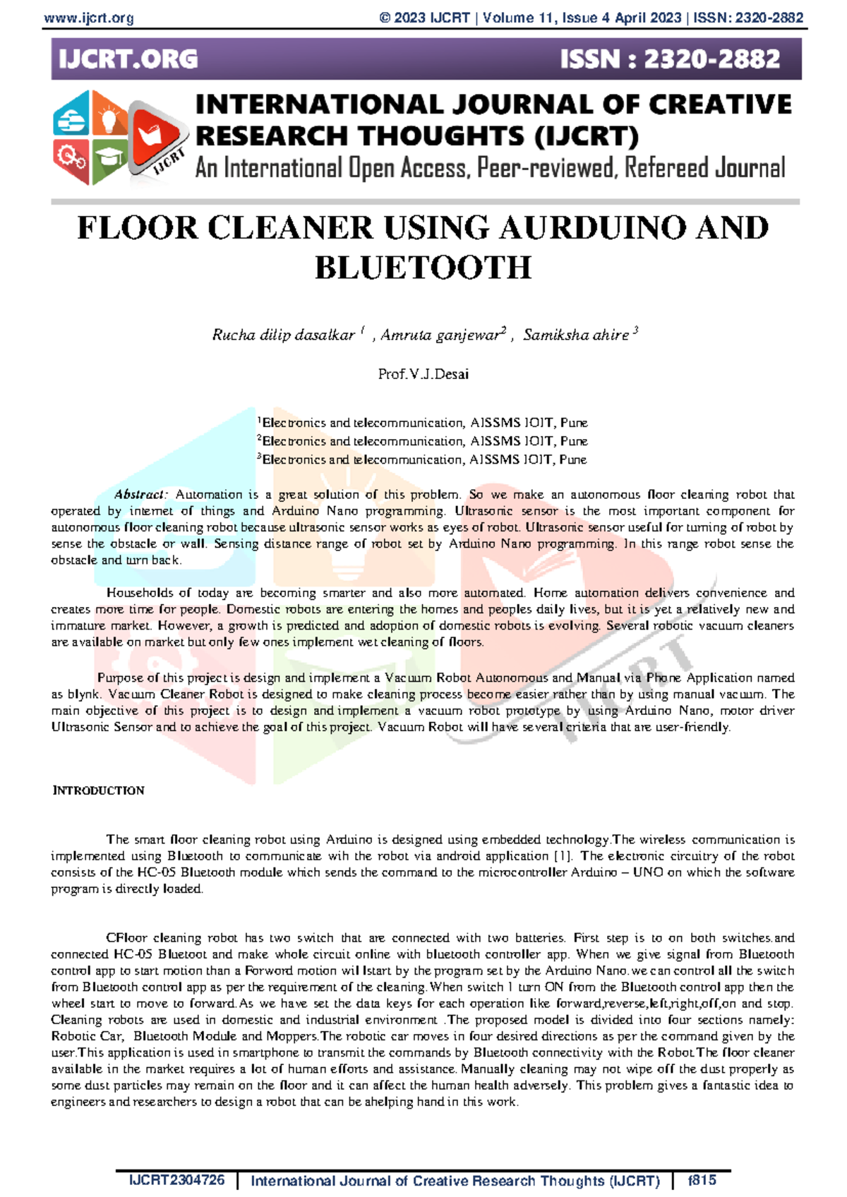 Autonomous Floor Cleaning Robot Using Arduino & Bluetooth (ET-101 ...