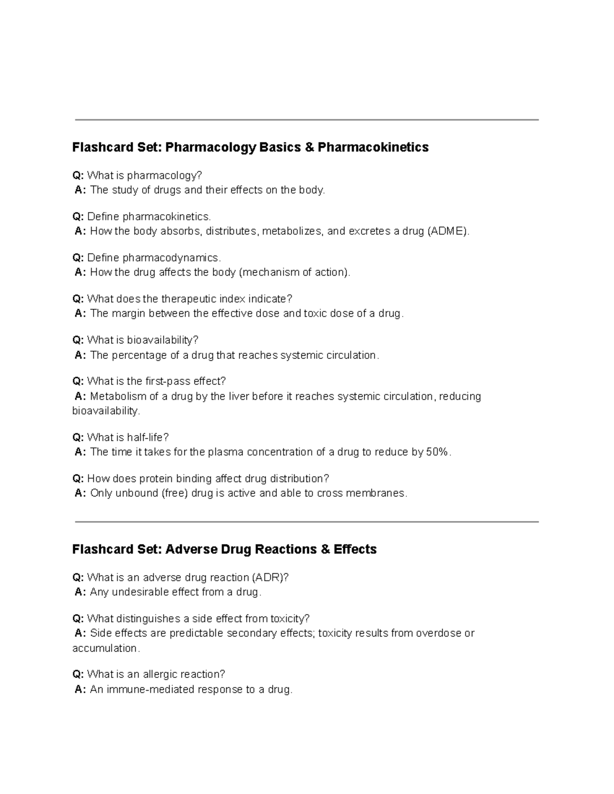 Pharmacology Study Guide: Key Concepts & Clinical Applications (PHAR ...